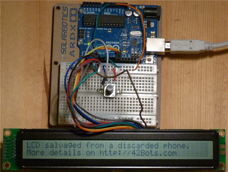 Controlling a 40 x 2 character LCD with Arduino Uno and the LiquidCrystal Library