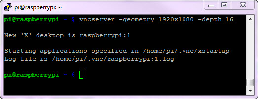 start vnc server raspberry pio